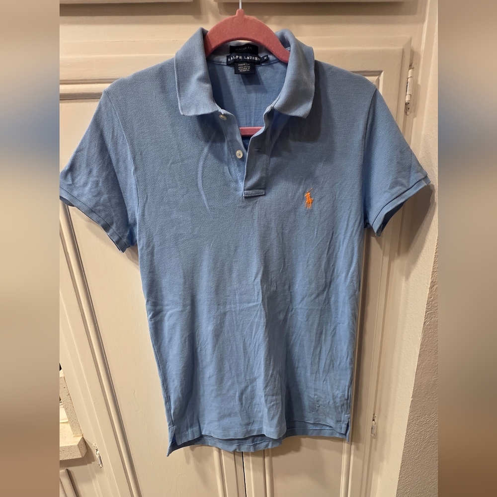 Ralph Lauren Women's Light Blue Classic Fit Polo ~ Size Medium